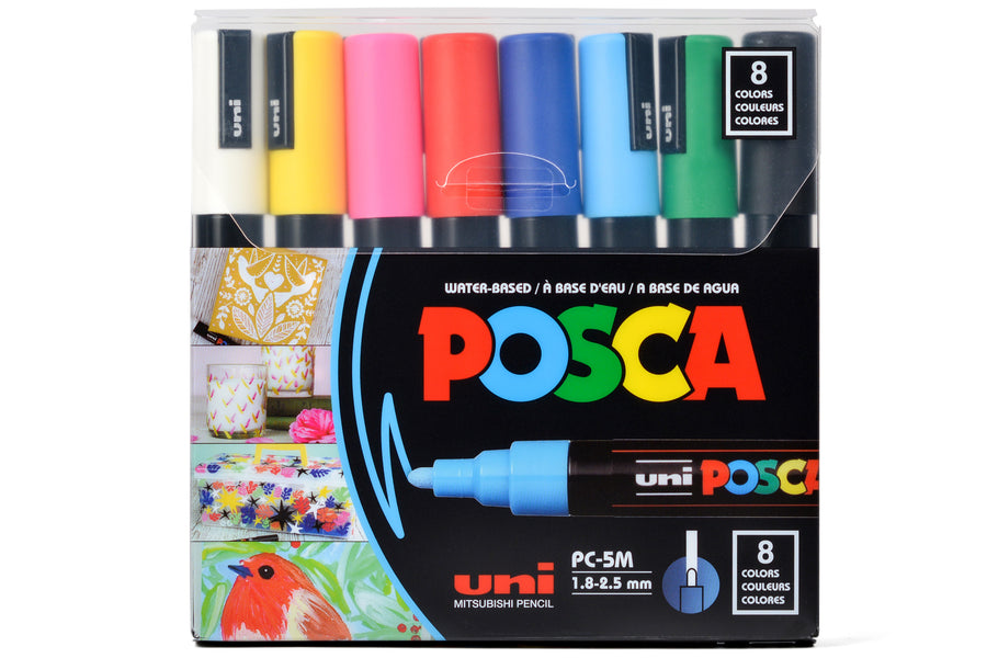 Uni POSCA Paint Markers, Medium Tip (PC-5M), Set of 8
