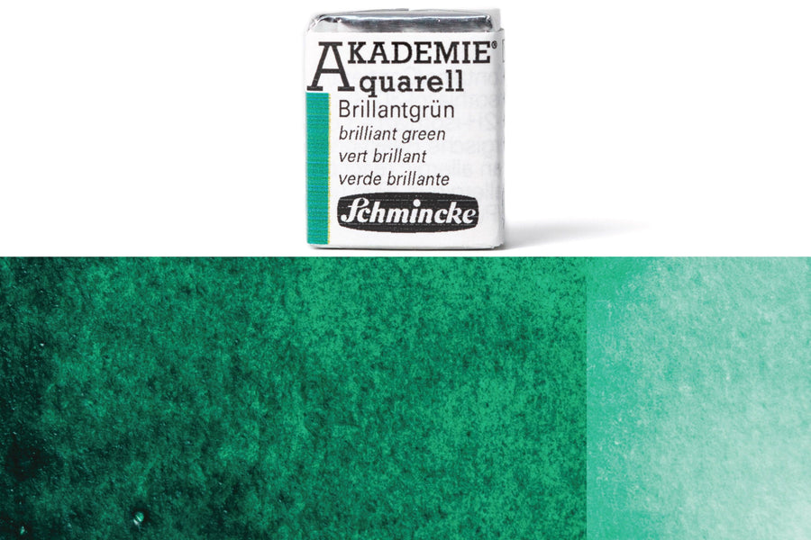 Schmincke - Akademie Watercolor Half Pan, #551 Brilliant Green - St. Louis Art Supply
