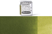 Schmincke - Akademie Watercolor Half Pan, #554 Olive Green Yellowish - St. Louis Art Supply