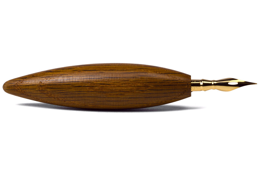Bullet Pen Holder, Aged Oak, with Leonardt #30 Nib