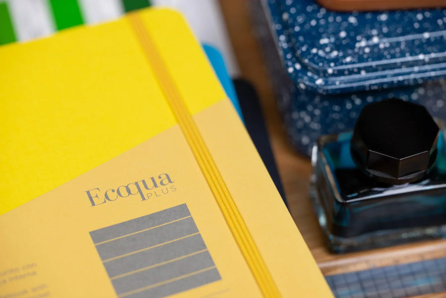 Ecoqua Plus Clothbound Notebook, A5 Dot Grid, Yellow