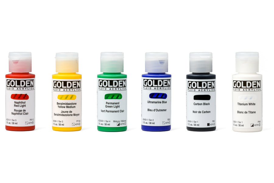 Golden Fluid Acrylics, Intro Set of 6