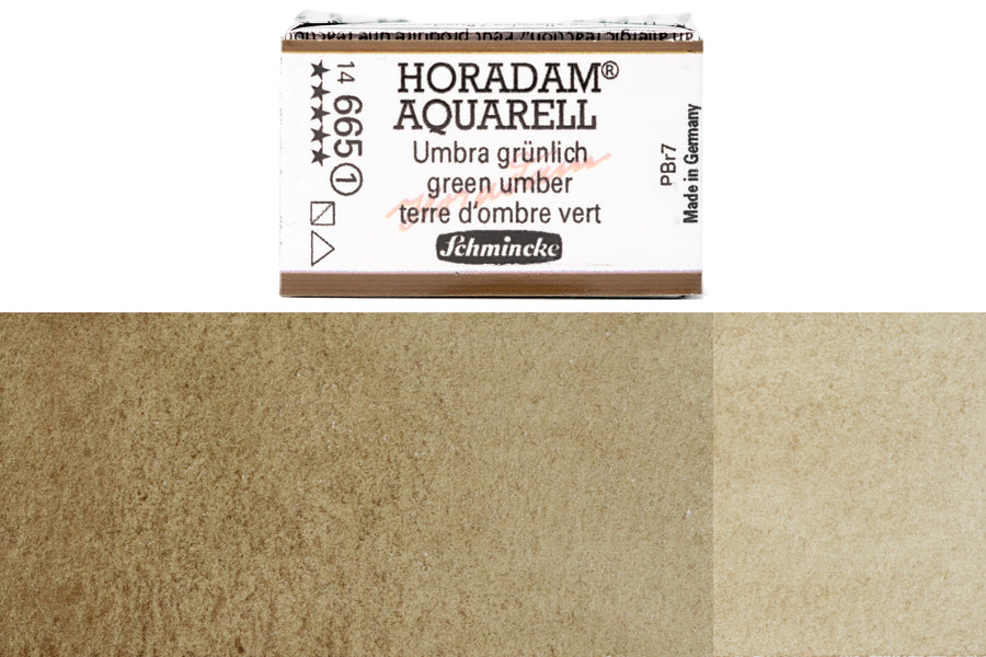 Schmincke - Horadam Watercolor Full Pan, #665 Green Umber - St. Louis Art Supply