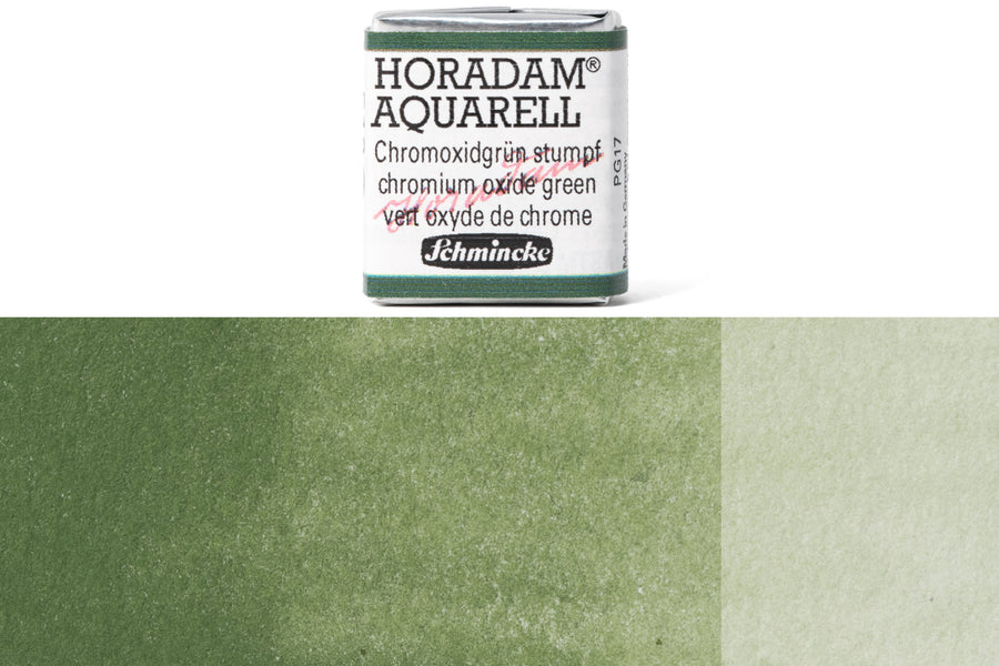Schmincke - Horadam Watercolor Half Pan, #512 Chromium Oxide Green - St. Louis Art Supply