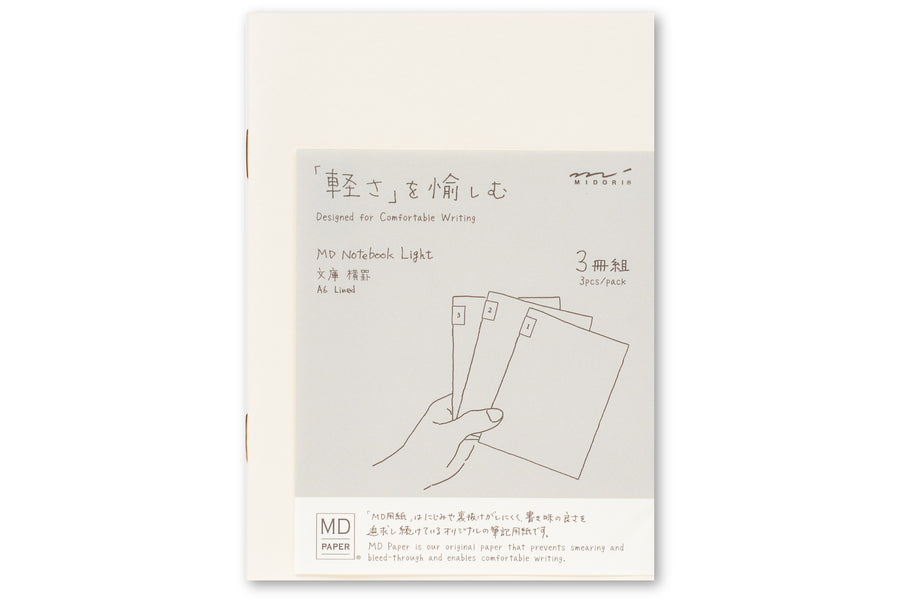 MD Notebook Light, A6 Lined, Set of 3