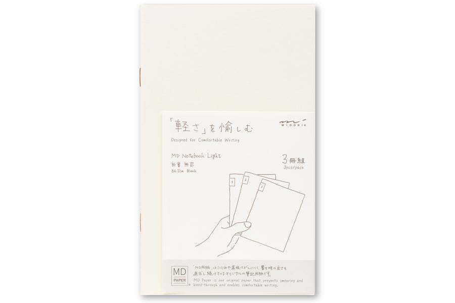 MD Notebook Light, B6 Slim, Blank, Set of 3