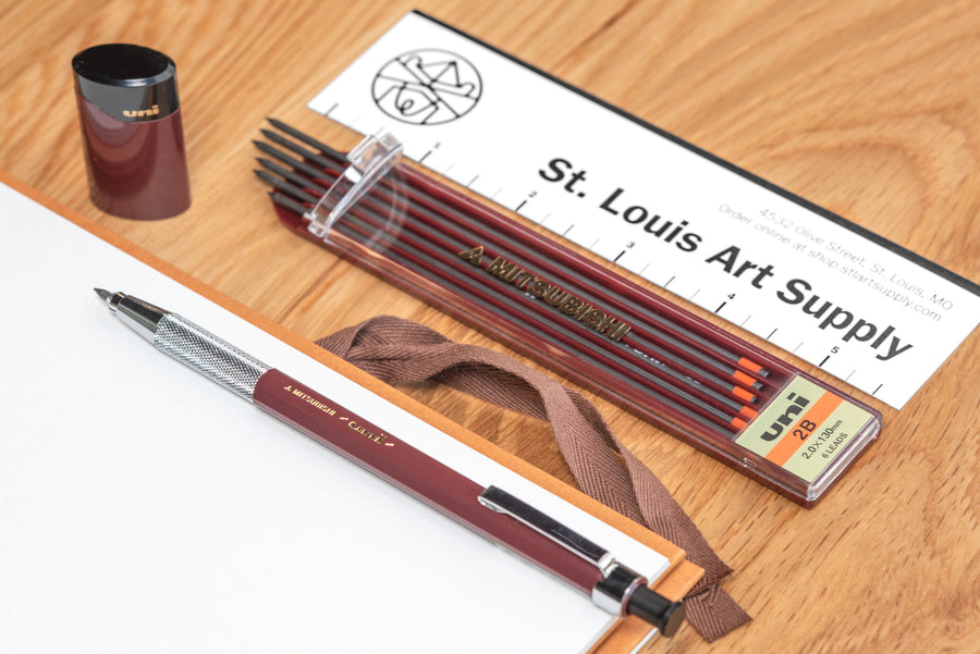 Mitsubishi Pencil Co. - Uni 2 mm Pencil Leads, 6 Pack with Reusable Case - St. Louis Art Supply