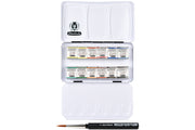 Horadam Watercolors, Set of 12 Half Pans with Travel Brush