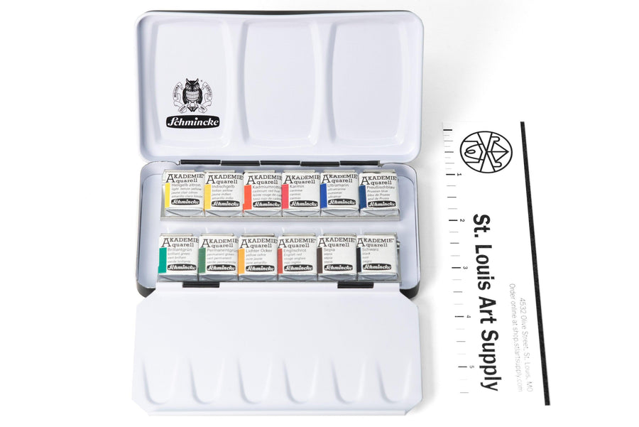 Schmincke - Akademie Watercolors, Set of 12 Half Pans - St. Louis Art Supply
