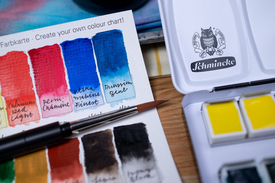 Horadam Watercolors, Set of 12 Half Pans with Travel Brush