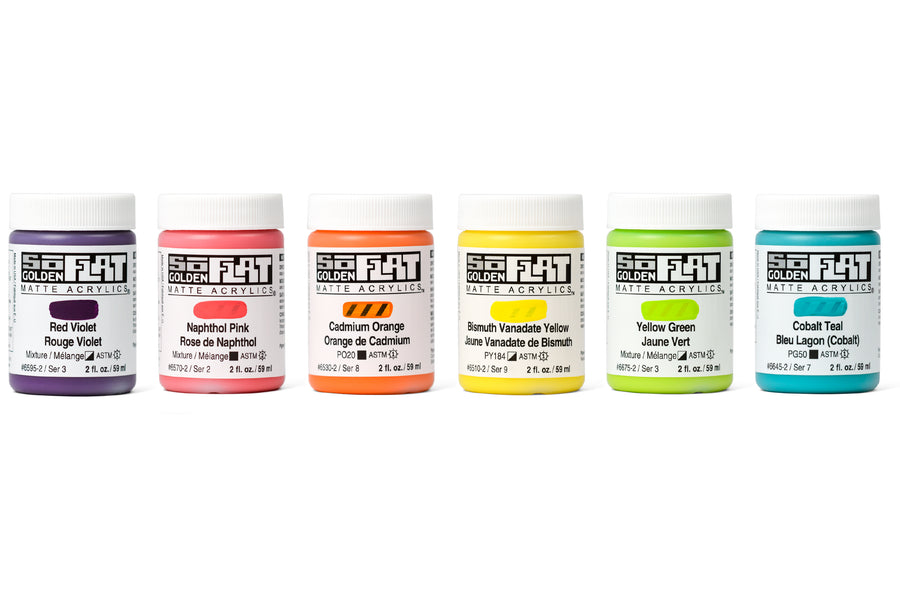 Golden SoFlat Matte Acrylics, Zing Set of 6