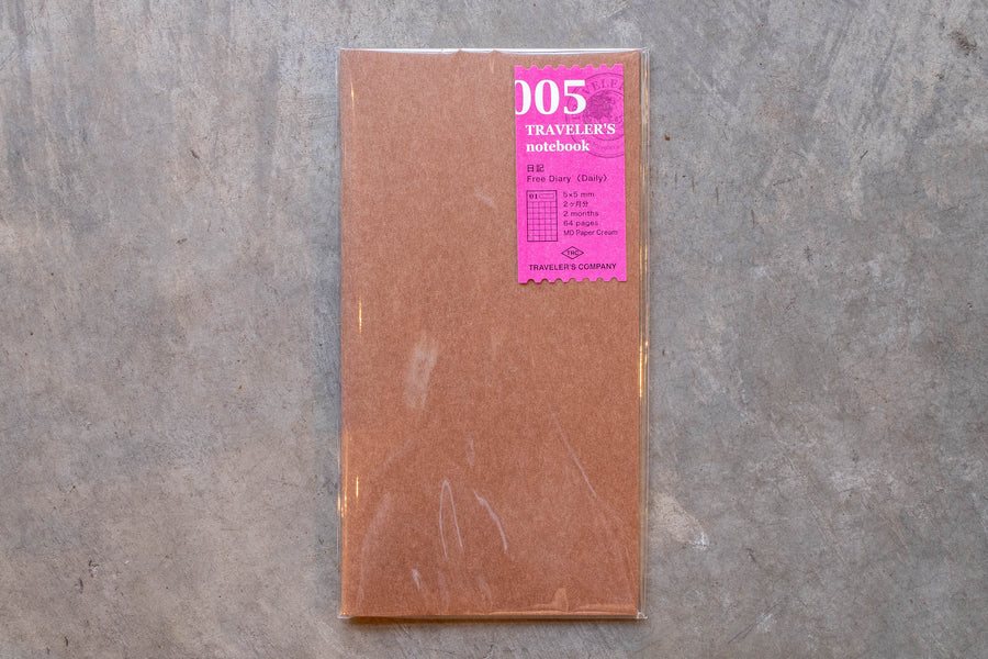 Traveler's Notebook Refill #005: Free Diary, Daily, Regular Size - St. Louis Art Supply