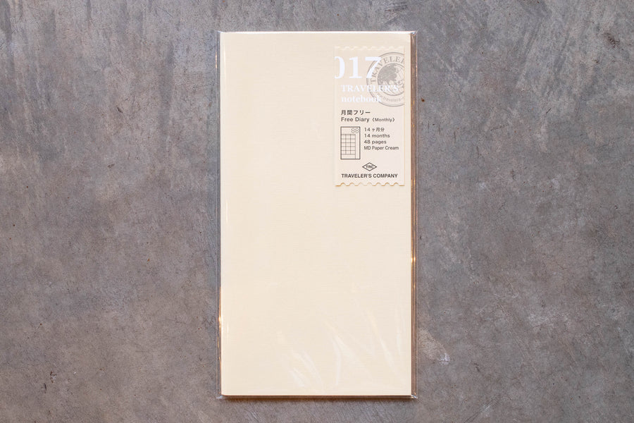 Traveler's Notebook Refill #017: Free Diary Monthly, Regular Size - St. Louis Art Supply