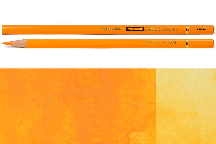 Uni Watercolor Pencils, #809 Orange Yellow