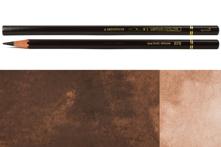 Uni Watercolor Pencils, #876 Van Dyke Brown